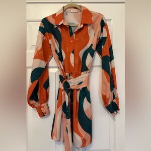 Showpo Multicolor Abstract Shirt Dress